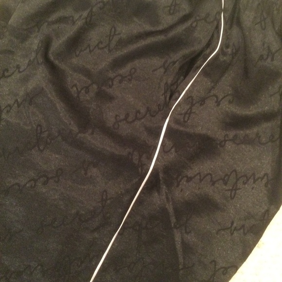 Victoria’s Secret Black Satin With Pink Trim Lounge Sleep Pants Size Large - Picture 5 of 12